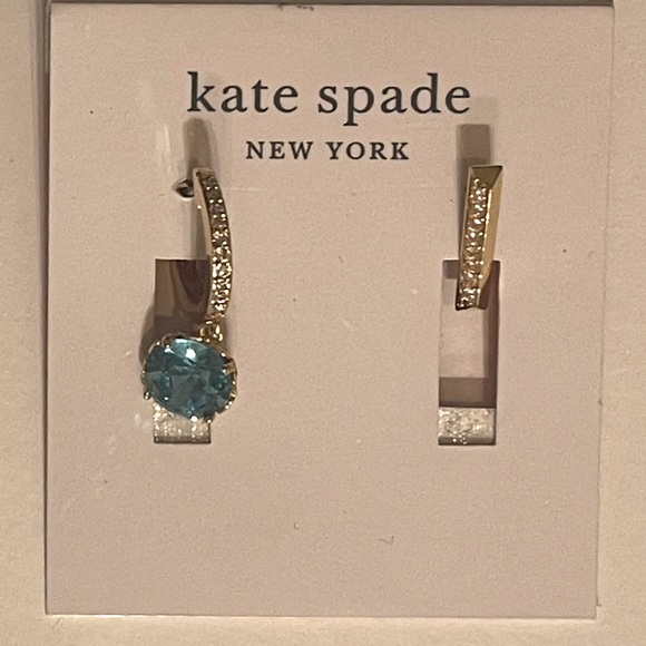 Kate spade mismatched earrings blue stone gold - Picture 3 of 10
